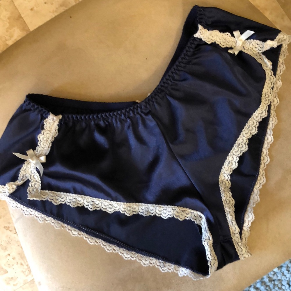 Navy satin boy shorts